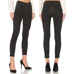 Rag & Bone High Rise Ankle Skinny Denim Jeans in Faded Black, Size 29‎